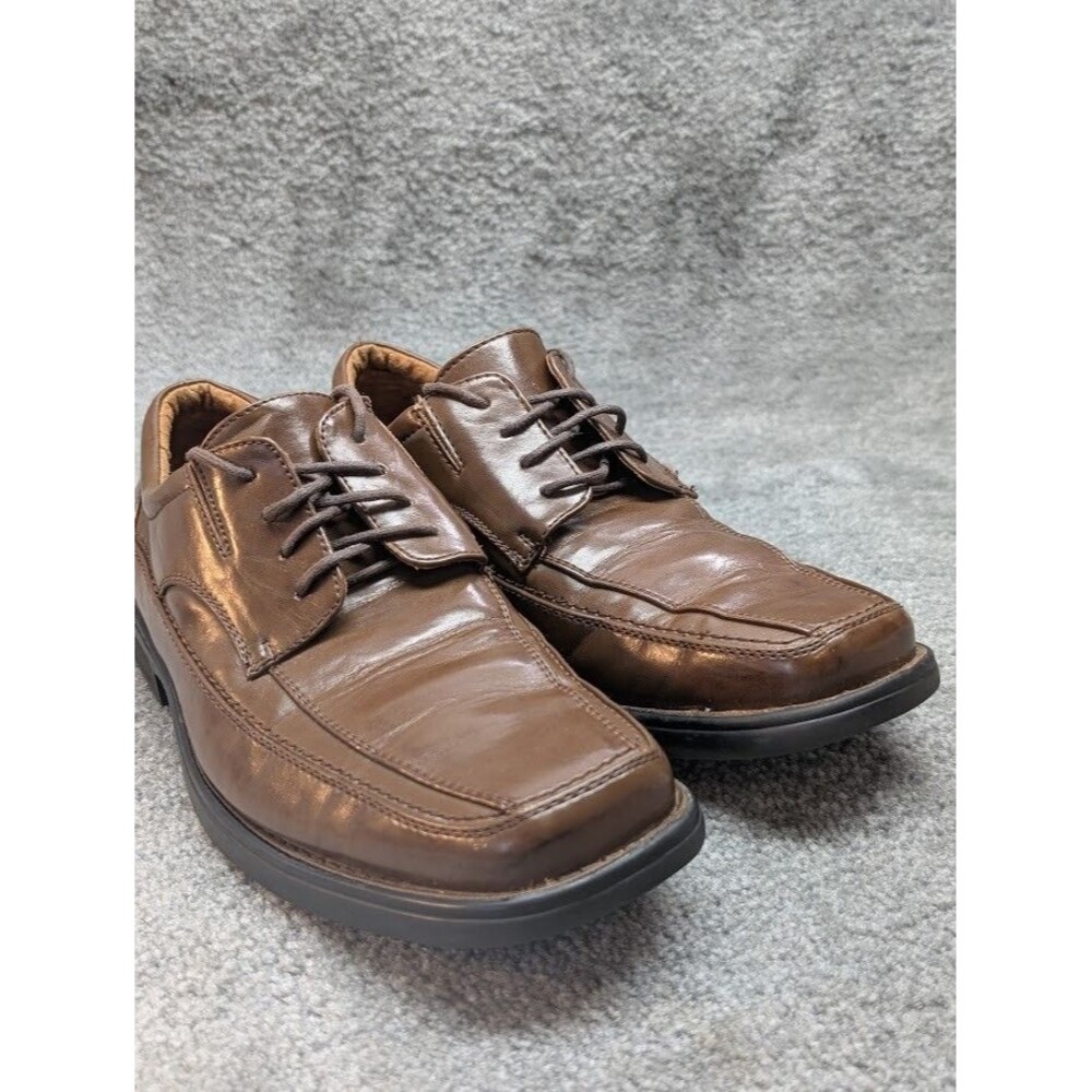 Thom McAn Men’s Dress Shoes Size 8 Brown Oxford Man Made Upper Leather Lining